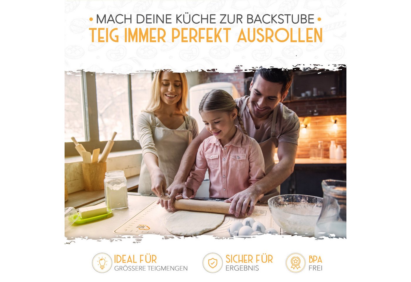 Krustenzauber Backmatte Zubehör - Brotschlingen, Schneebesen, Backmatte, Teig Reinigungstücher, Backmatte Silikon – Bild 2 von 5