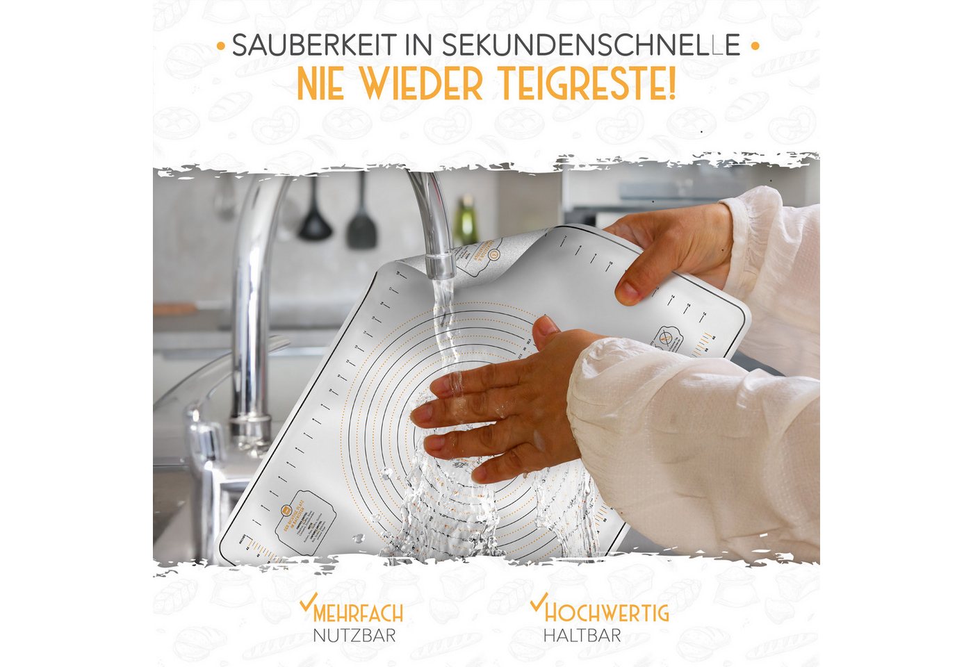 Krustenzauber Backmatte Zubehör - Brotschlingen, Schneebesen, Backmatte, Teig Reinigungstücher, Backmatte Silikon – Bild 4 von 5