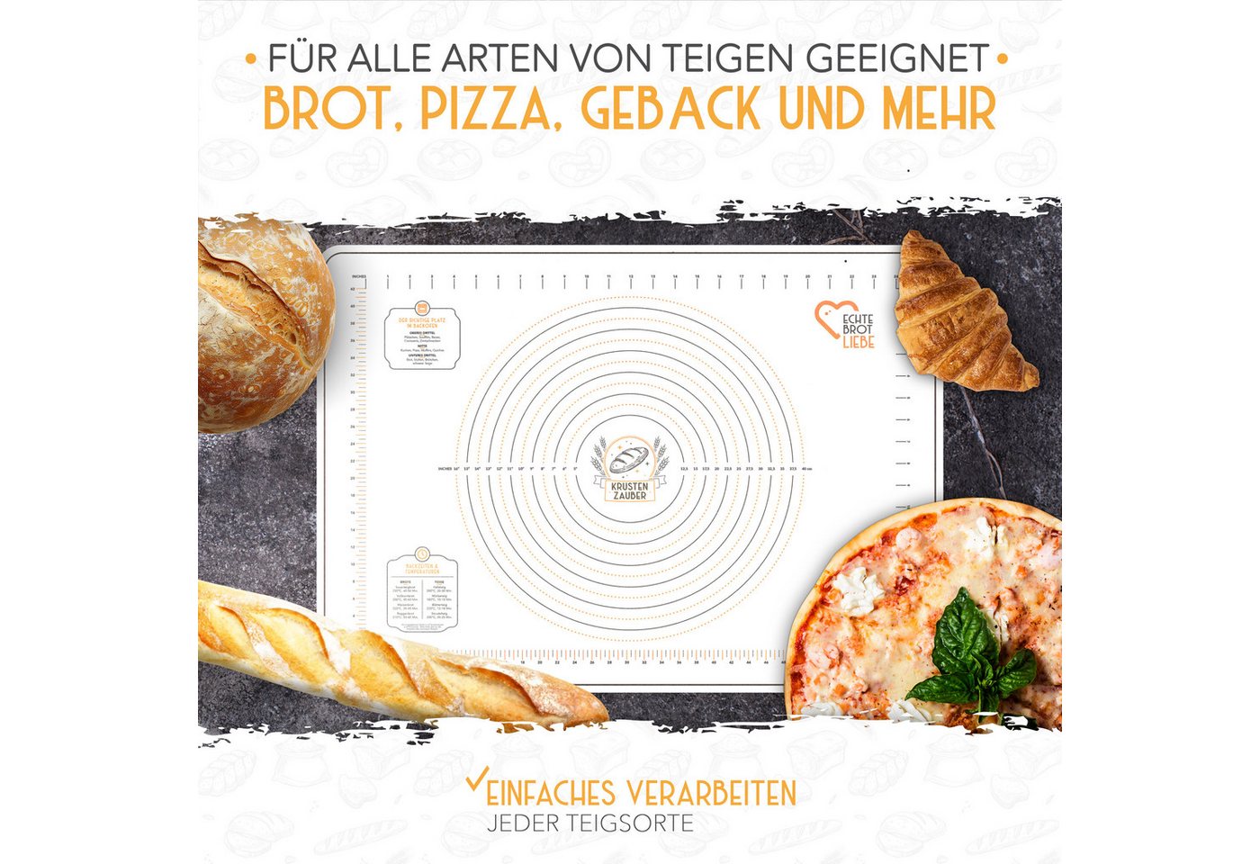 Krustenzauber Backmatte Zubehör - Brotschlingen, Schneebesen, Backmatte, Teig Reinigungstücher, Backmatte Silikon – Bild 5 von 5