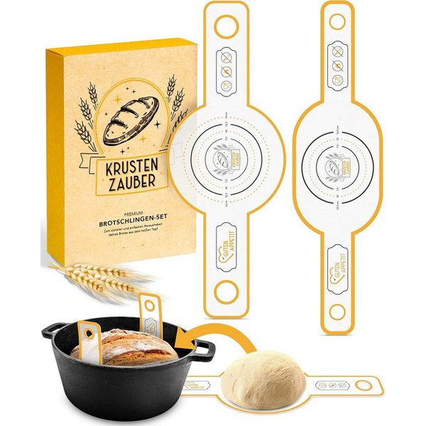 Krustenzauber Backmatte Zubehör - Brotschlingen, Schneebesen, Backmatte, Teig Reinigungstücher, 2x Brotschlingen Mix