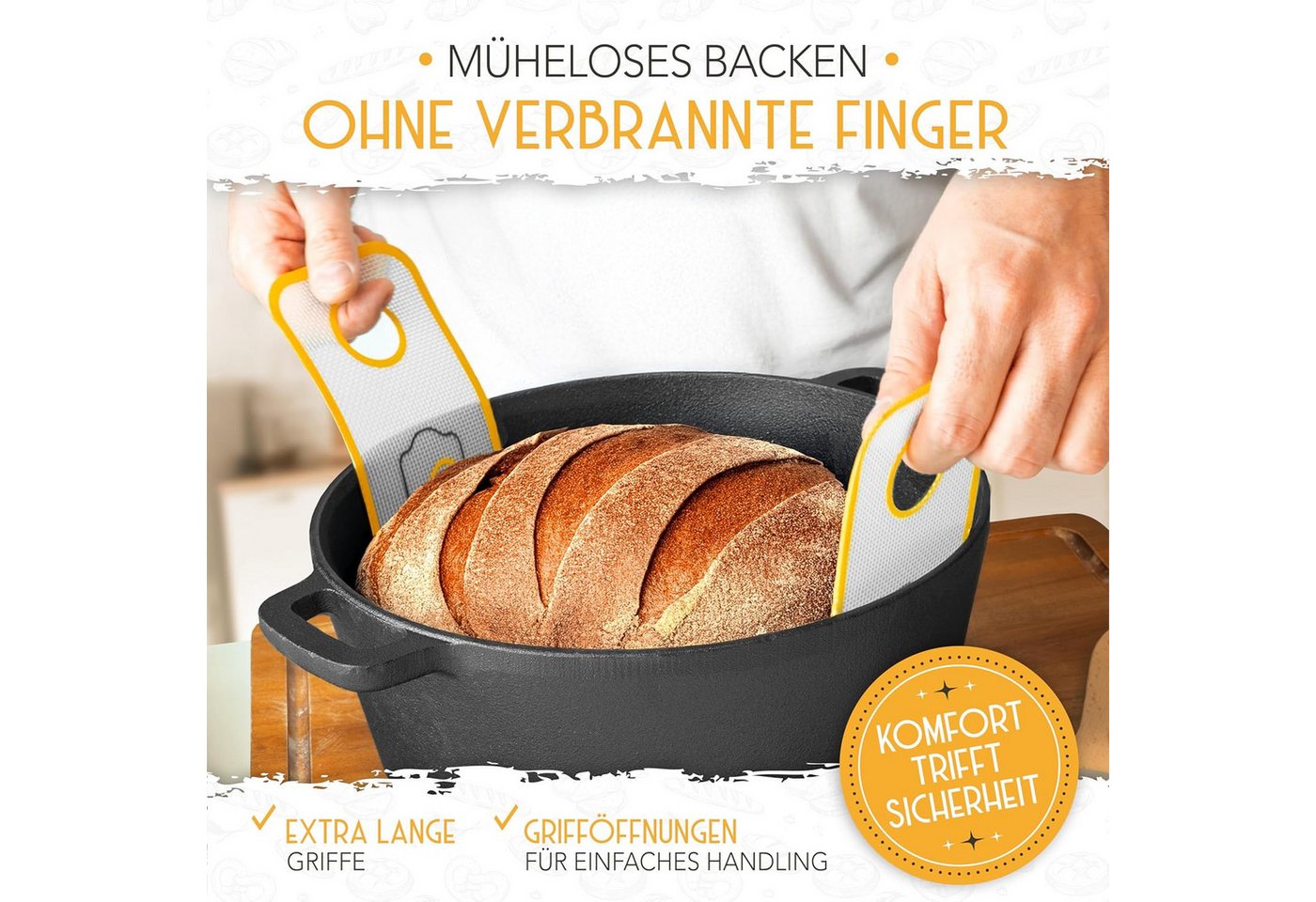 Krustenzauber Backmatte Zubehör - Brotschlingen, Schneebesen, Backmatte, Teig Reinigungstücher, 1x Brotschlinge Rund – Bild 4 von 5