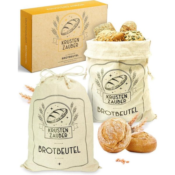Krustenzauber Brottasche Leinen Brotbeutel im 2er oder 3er Set zur Brotaufbewahrung, (2-tlg)