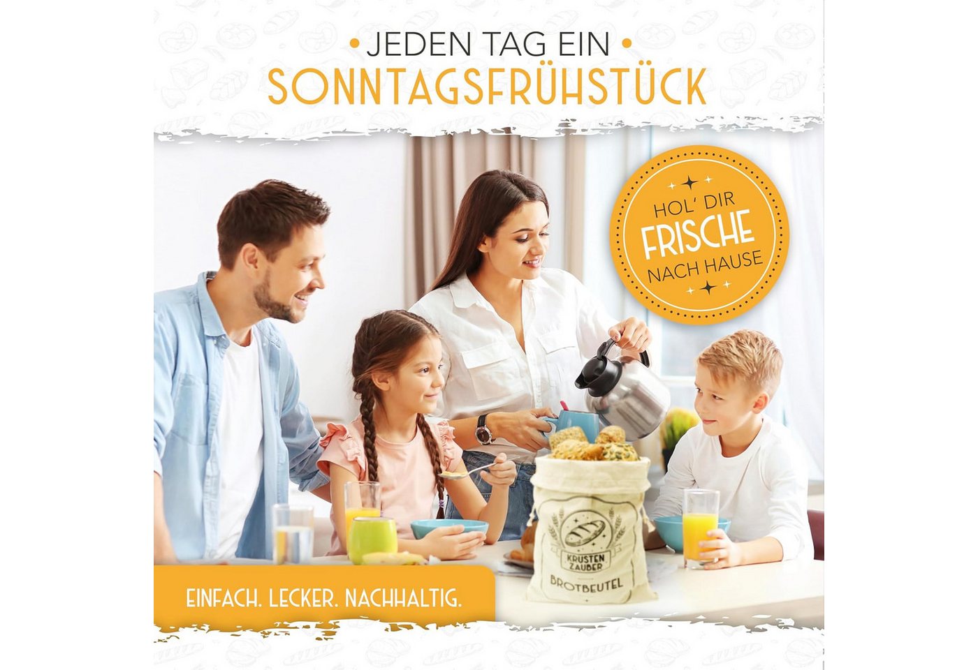 Krustenzauber Brottasche Leinen Brotbeutel im 2er oder 3er Set zur Brotaufbewahrung, (2-tlg) – Bild 2 von 5