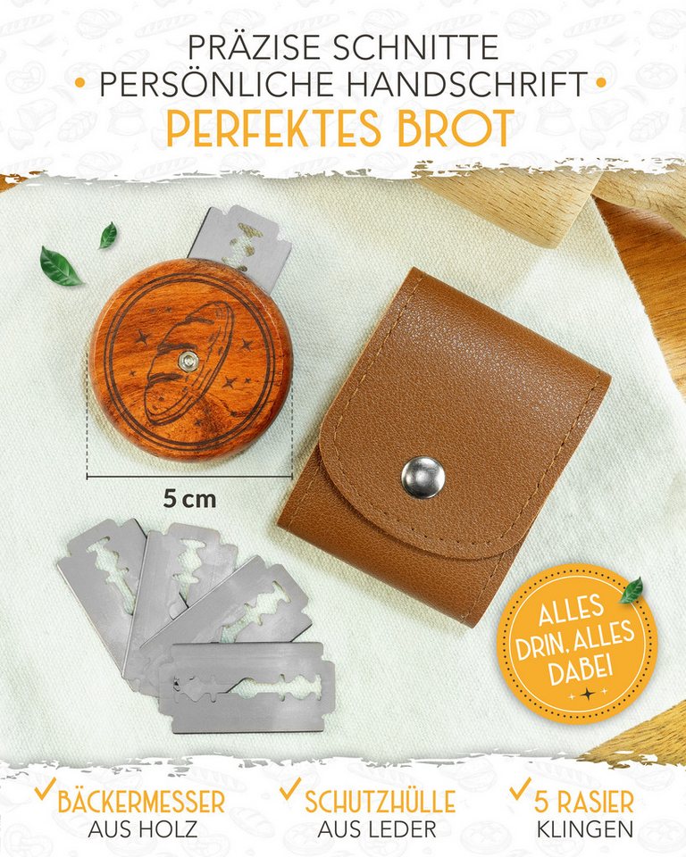 Krustenzauber Gärkorb Brot Backen Zubehör - Einzeln oder im Set - Gärkorb, Bäckermesser etc – Bild 3 von 5