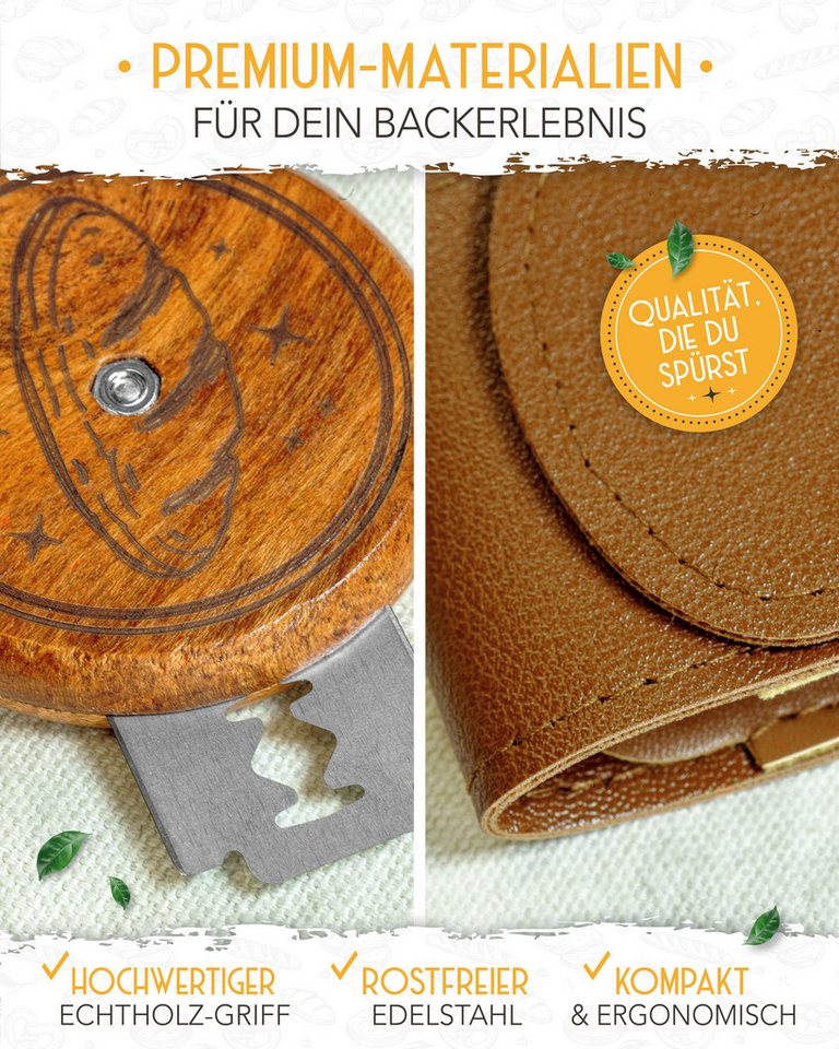 Krustenzauber Gärkorb Brot Backen Zubehör - Einzeln oder im Set - Gärkorb, Bäckermesser etc – Bild 4 von 5