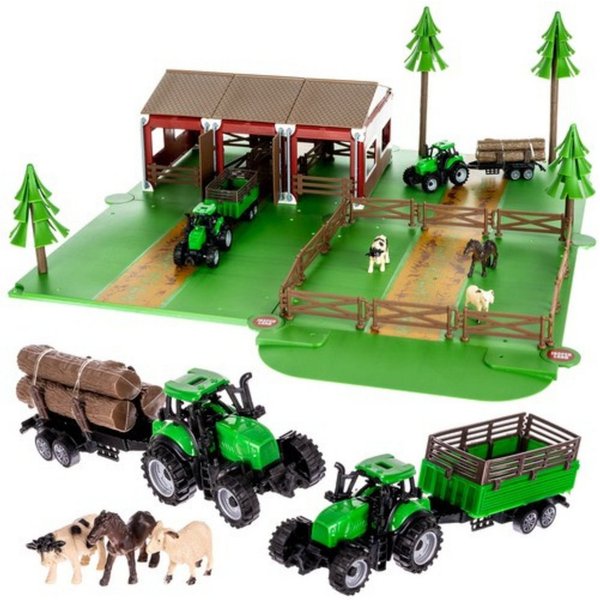 KRUZZEL Spielzeug-Traktor Bauernhof Traktor Tiere, (Spar-Set, 1-tlg., Bauernwagen), intellektuelle Entwicklung des Kindes