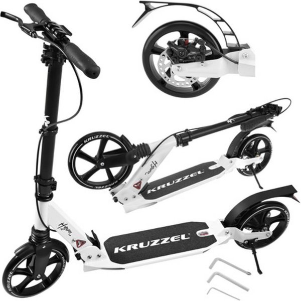KRUZZEL Tretroller Cityroller Scooter, (1 tlg., Stoßdämpfer, Bremse), große Gummiräder sorgen für ruhige Fahrt, guten Grip