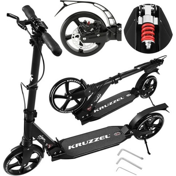 KRUZZEL Tretroller Cityroller Scooter, (1 tlg., Stoßdämpfer, Bremse), große Gummiräder sorgen für ruhige Fahrt, guten Grip