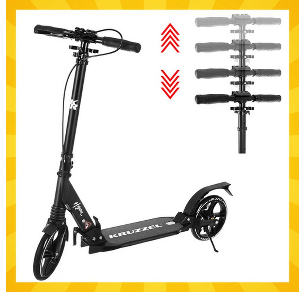 KRUZZEL Tretroller Cityroller Scooter, (1 tlg., Stoßdämpfer, Bremse), große Gummiräder sorgen für ruhige Fahrt, guten Grip – Bild 3 von 5