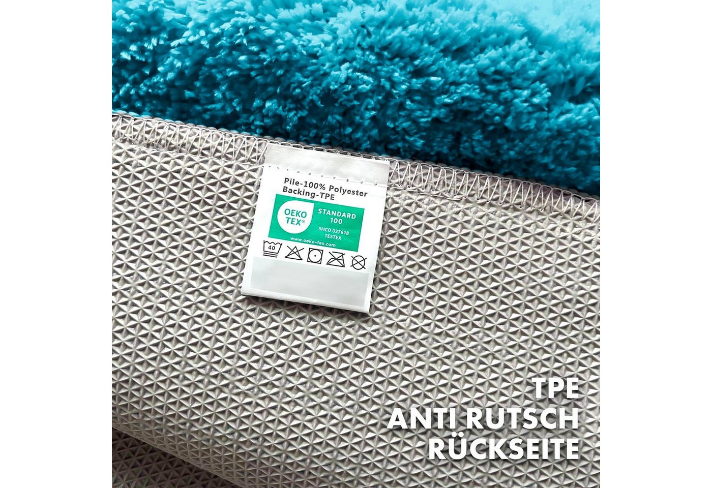 Kubus Badematte Atlas, Rutschhemmende Rückseite, Reckteckig, Polyester, In verschiedenen Größen & Farben – Bild 3 von 5