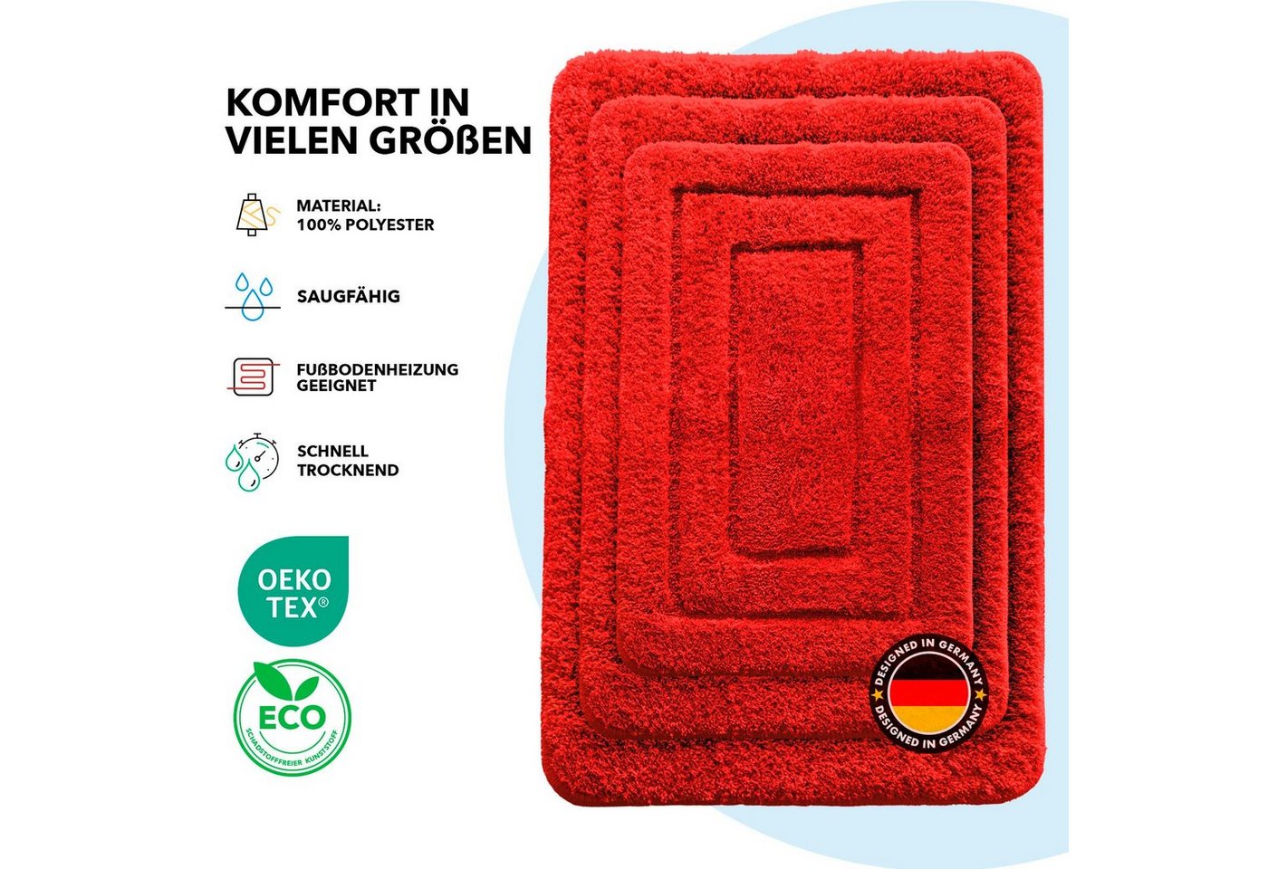 Kubus Badematte Atlas, Rutschhemmende Rückseite, Reckteckig, Polyester, In verschiedenen Größen & Farben – Bild 5 von 5