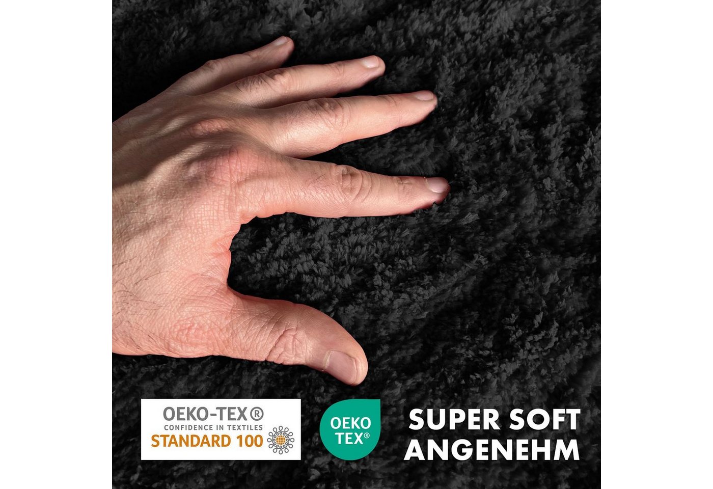 Kubus Badematte Karat Rechteckig, Badteppich, Extrem weicher & dichter Hochflor, Höhe 30 mm, rutschhemmende Latexbeschichtung, Polyester, Polyester, Waschmaschi – Bild 2 von 5