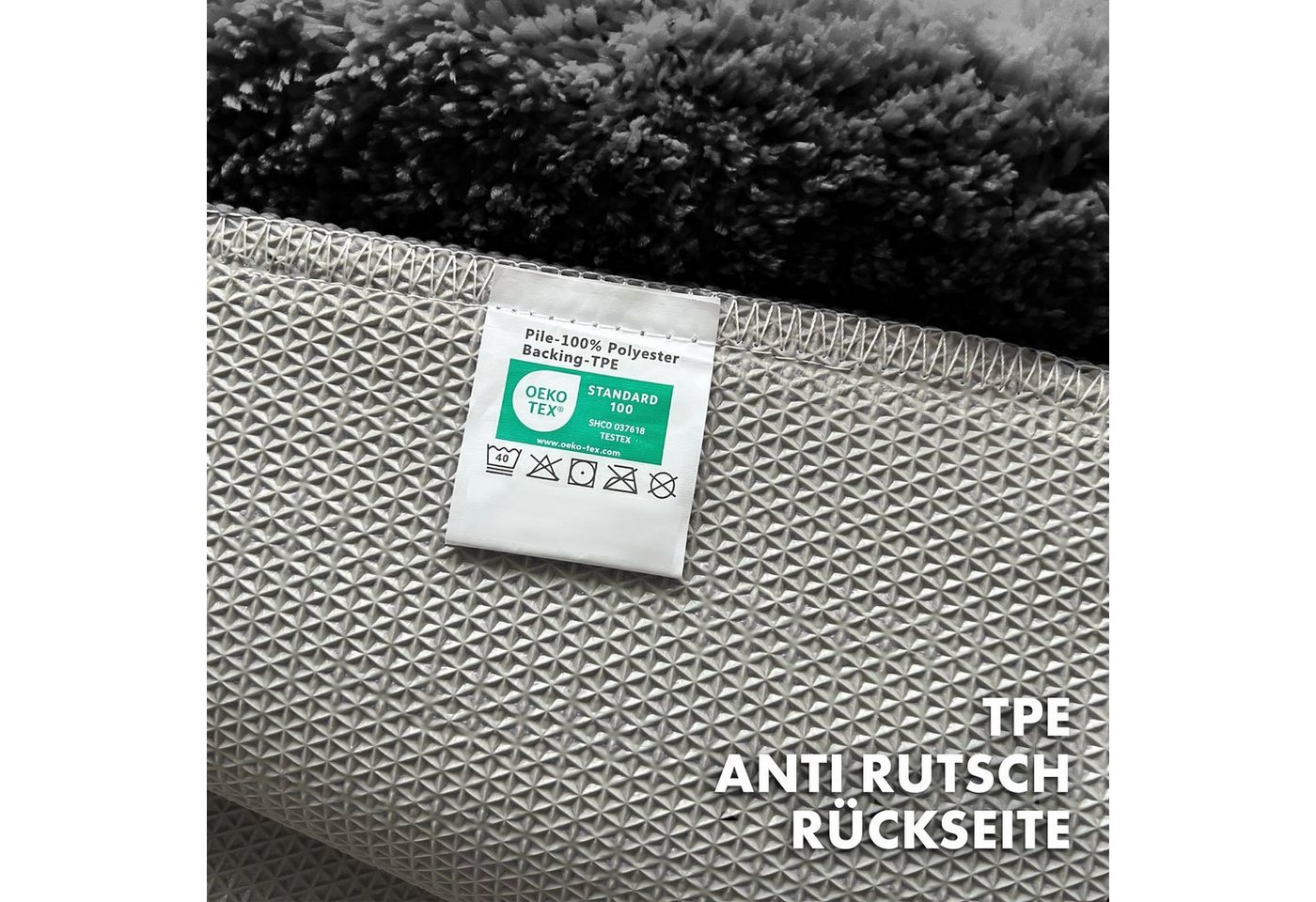 Kubus Badematte Karat Rechteckig, Badteppich, Extrem weicher & dichter Hochflor, Höhe 30 mm, rutschhemmende Latexbeschichtung, Polyester, Polyester, Waschmaschi – Bild 4 von 5