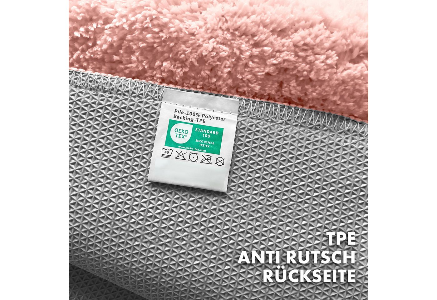 Kubus Badematte Karat Rechteckig, Badteppich, Extrem weicher & dichter Hochflor, Höhe 30 mm, rutschhemmende Latexbeschichtung, Polyester, Polyester, Waschmaschi – Bild 4 von 5