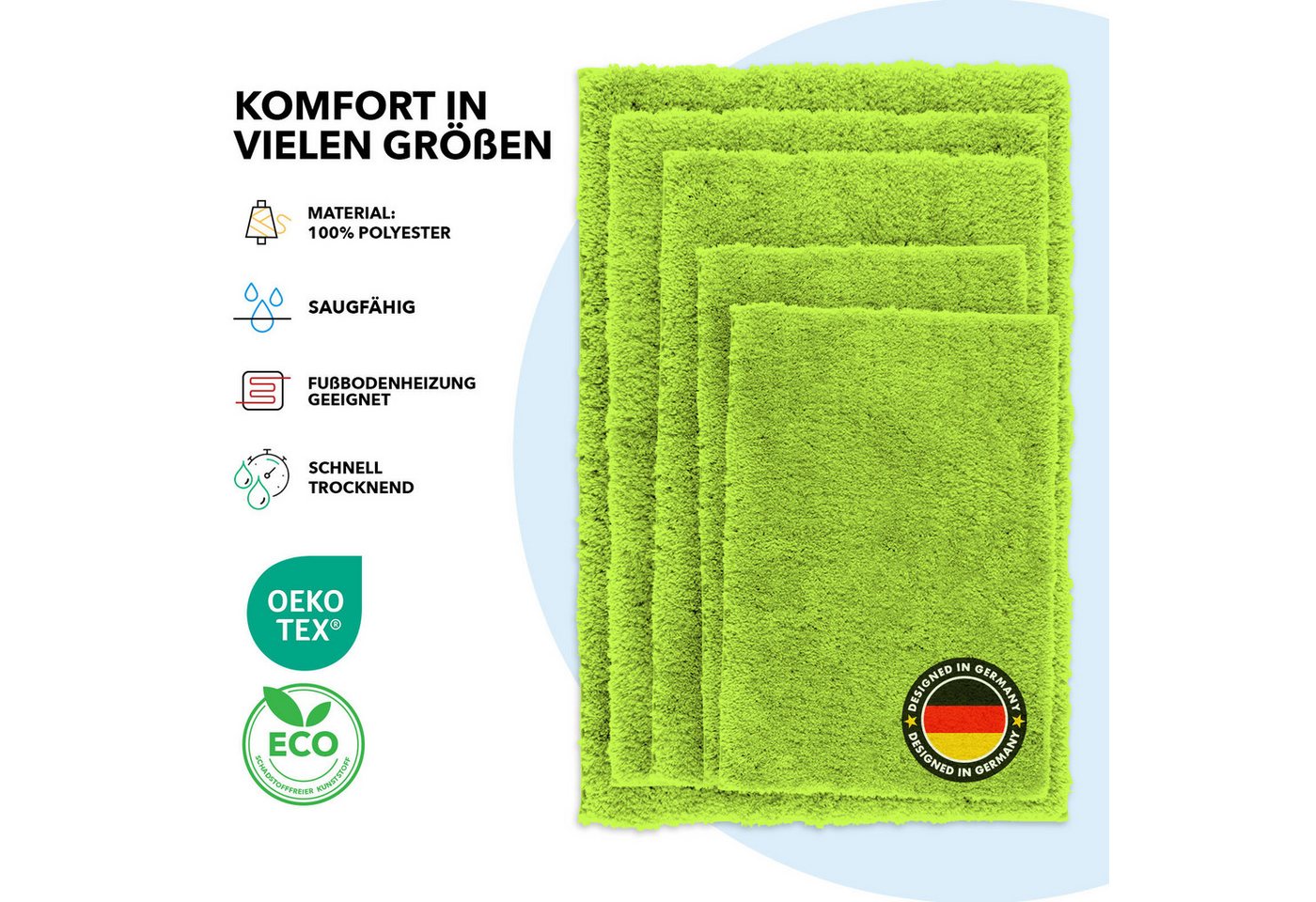Kubus Badematte Karat Rechteckig, Badteppich, Extrem weicher & dichter Hochflor, Höhe 30 mm, rutschhemmende Latexbeschichtung, Polyester, Polyester, Waschmaschi – Bild 5 von 5