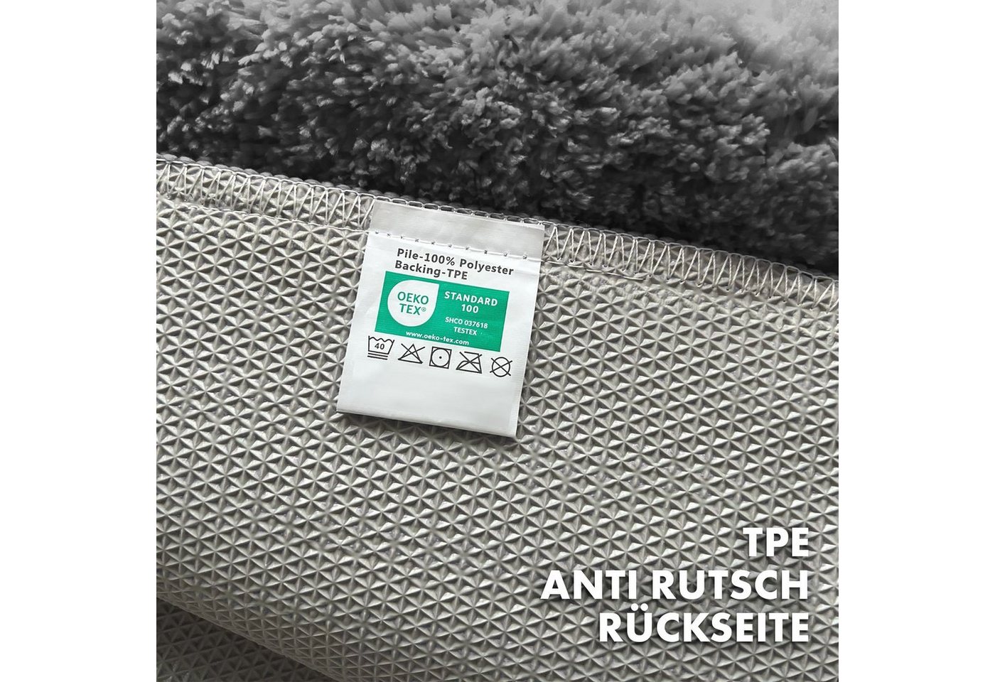 Kubus Badematte Karat Rechteckig, Badteppich, Extrem weicher & dichter Hochflor, Höhe 30 mm, rutschhemmende Latexbeschichtung, Polyester, Polyester, Waschmaschi – Bild 4 von 5