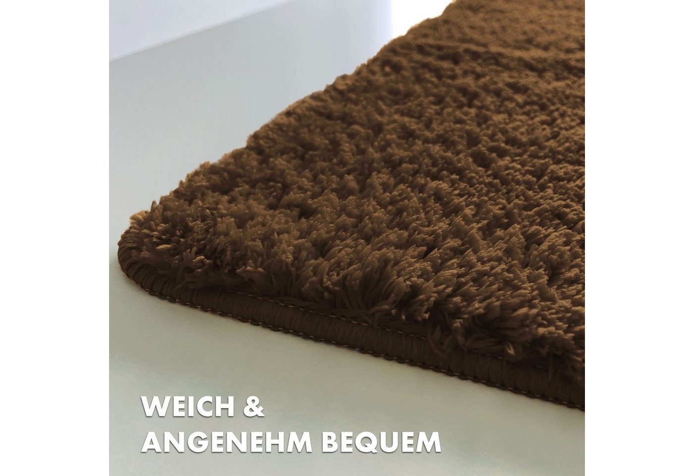 Kubus Badematte Karat Rechteckig, Badteppich, Extrem weicher & dichter Hochflor, Höhe 30 mm, rutschhemmende Latexbeschichtung, Polyester, Polyester, Waschmaschi – Bild 3 von 5