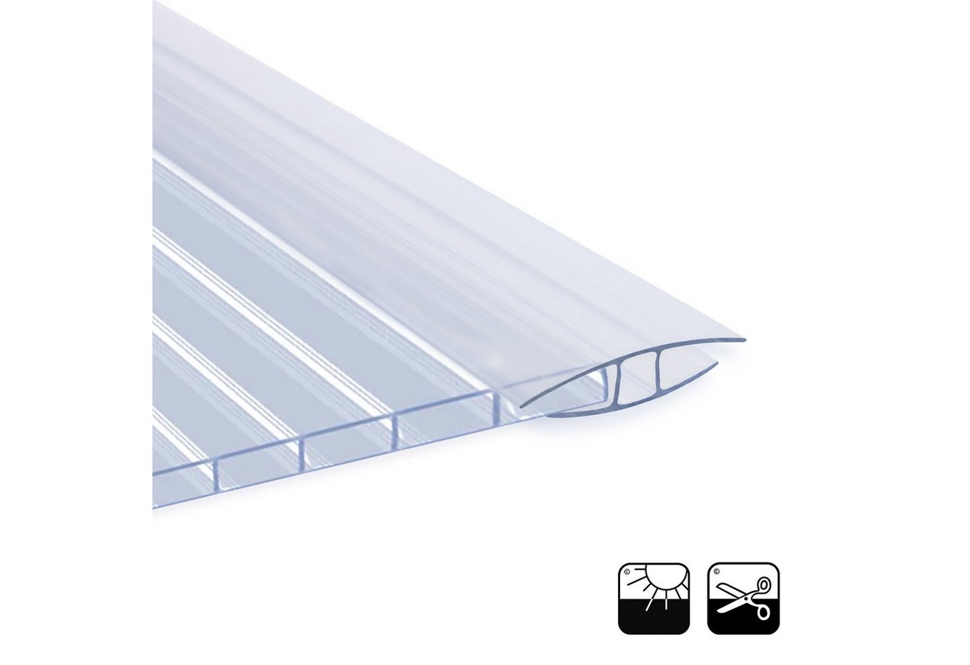 Kubus Doppelstegplatte Verbinder Doppelstegplatten, H-Profil, 121 cm Länge – Bild 2 von 5