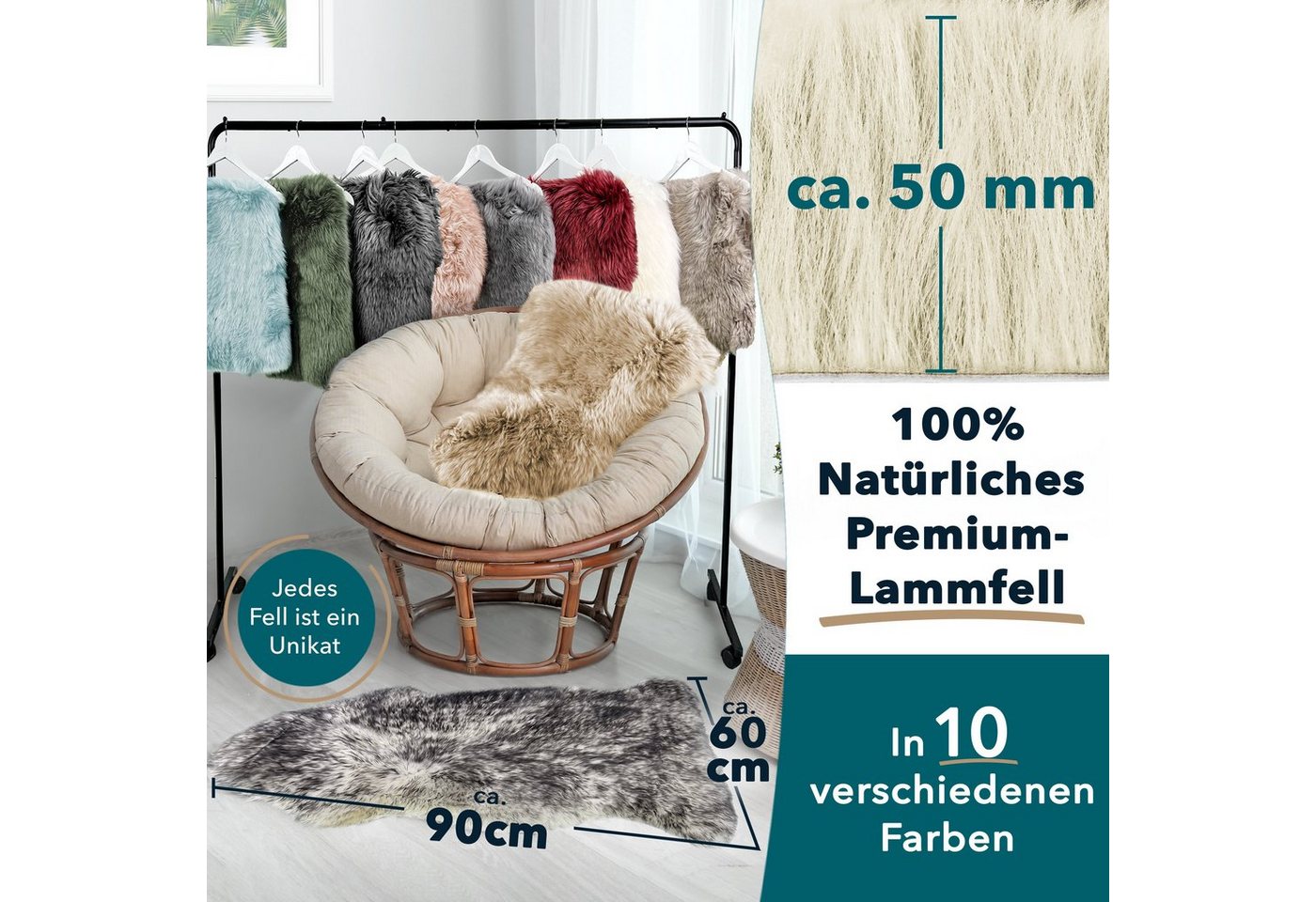 Kubus Fellteppich Echtfell Willow, Echtfell – Bild 3 von 5