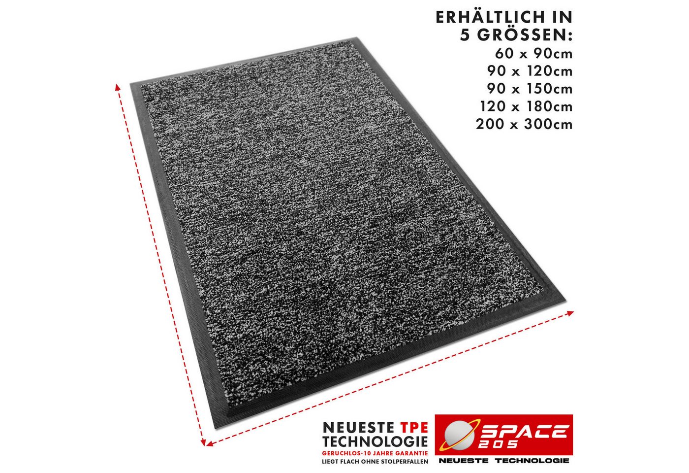 Kubus Fußmatte Griptex Schmutzfangmatte hochabsorbierend für den Eingangsbereich, Langlebige Fußmatte mit rutschfestem TPE-Rücken – Bild 2 von 5