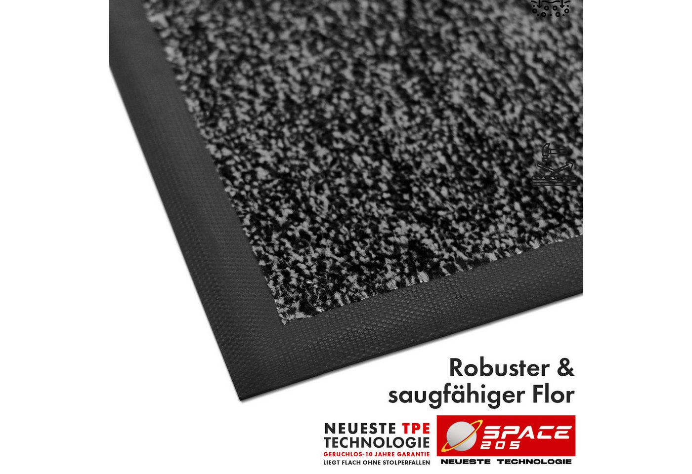 Kubus Fußmatte Griptex Schmutzfangmatte hochabsorbierend für den Eingangsbereich, Langlebige Fußmatte mit rutschfestem TPE-Rücken – Bild 3 von 5