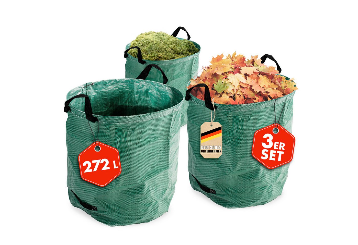 Kubus Gartenbox 3er Set Gartenabfallsack, Stabil, Selbststehend & Wasserabweisend (3er Set), Vielseitig einsetzbar – Bild 2 von 5