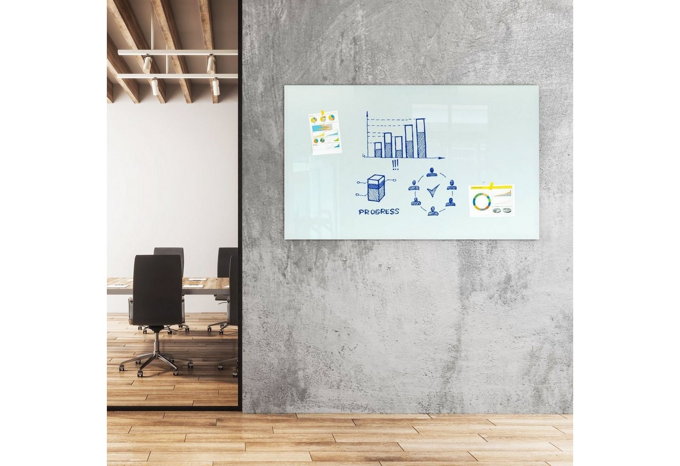 Kubus Magnettafel Glas-Whiteboard, verschiedene Größen, magnethaftend, Magnettafel, Sicherheitsglas – Bild 3 von 5
