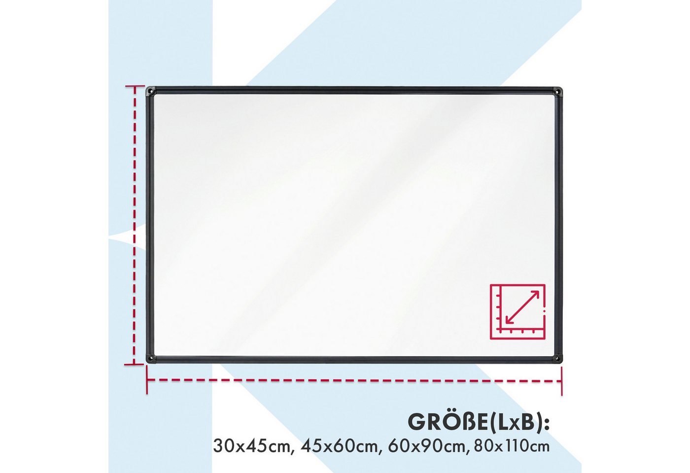 Kubus Magnettafel Whiteboard Orlov, Speziallackiert, Kratzfest & magnethaftend, Schwarzer Rahmen, In Vier Größen – Bild 2 von 5