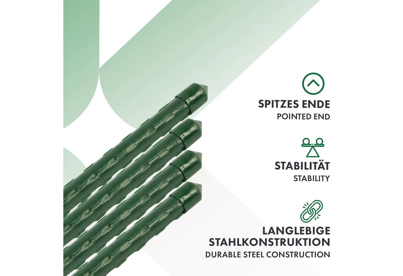 Kubus Rankhilfe Pflanzstab Mana, 10er Set, Aus Stahl und Kunststoff, In verschiedenen Längen & Stärken – Bild 4 von 5