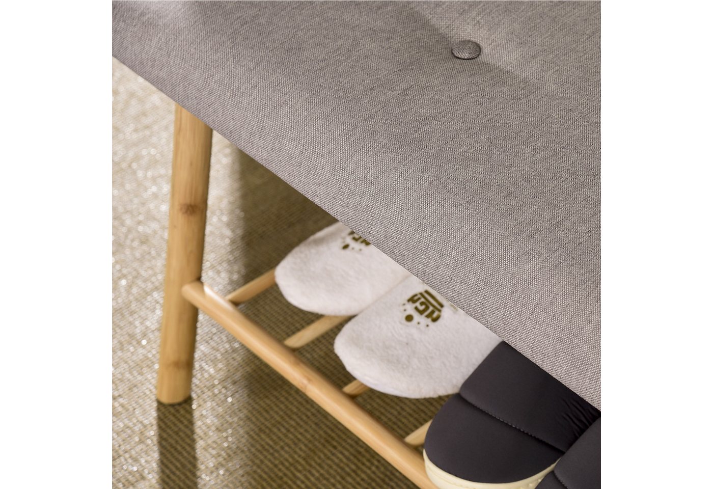 Kubus Schuhregal Bambus-Sitzbank Summit, Praktisches Möbelstück mit Sitzkomfort, Stilvoll und Platzsparend – Bild 3 von 5