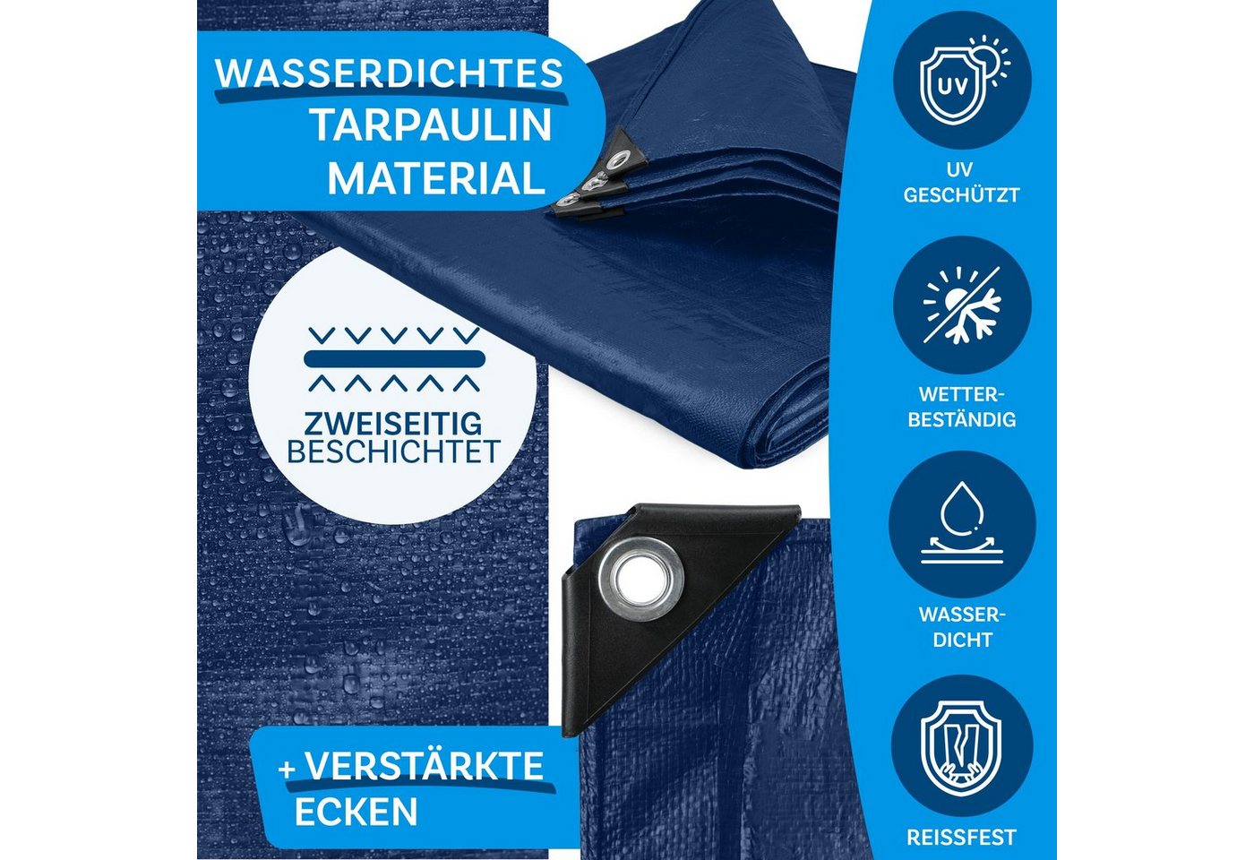Kubus Schutzplane Abdeckplane 140 g/m², Schutzhülle, Wetterfest, verschiedene Größen, Reißfest & Wasserdicht – Bild 3 von 5