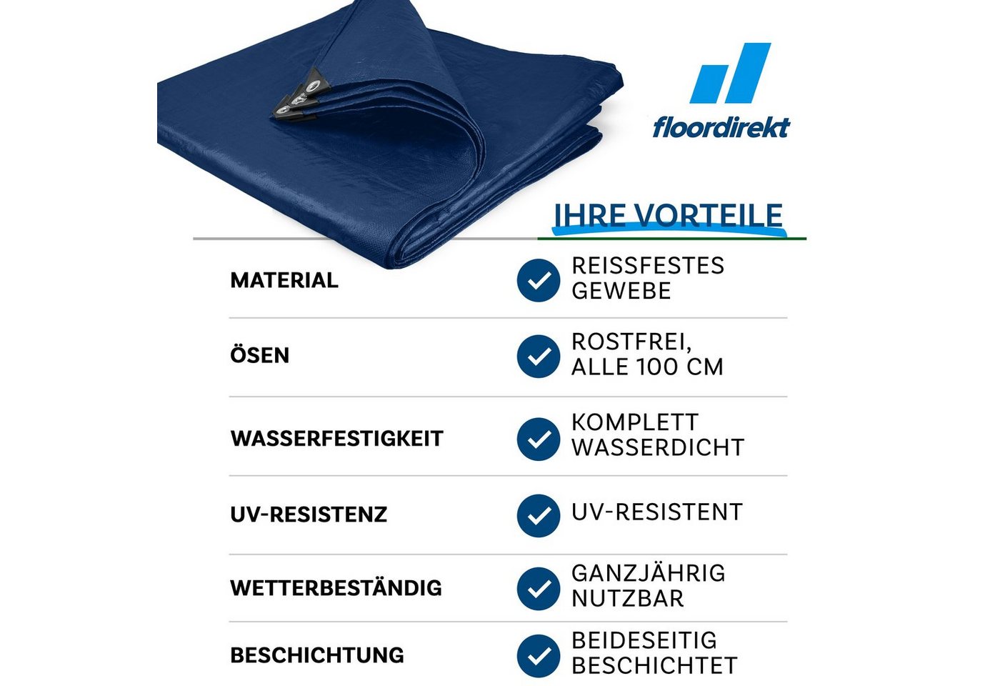 Kubus Schutzplane Abdeckplane 140 g/m², Schutzhülle, Wetterfest, verschiedene Größen, Reißfest & Wasserdicht – Bild 4 von 5