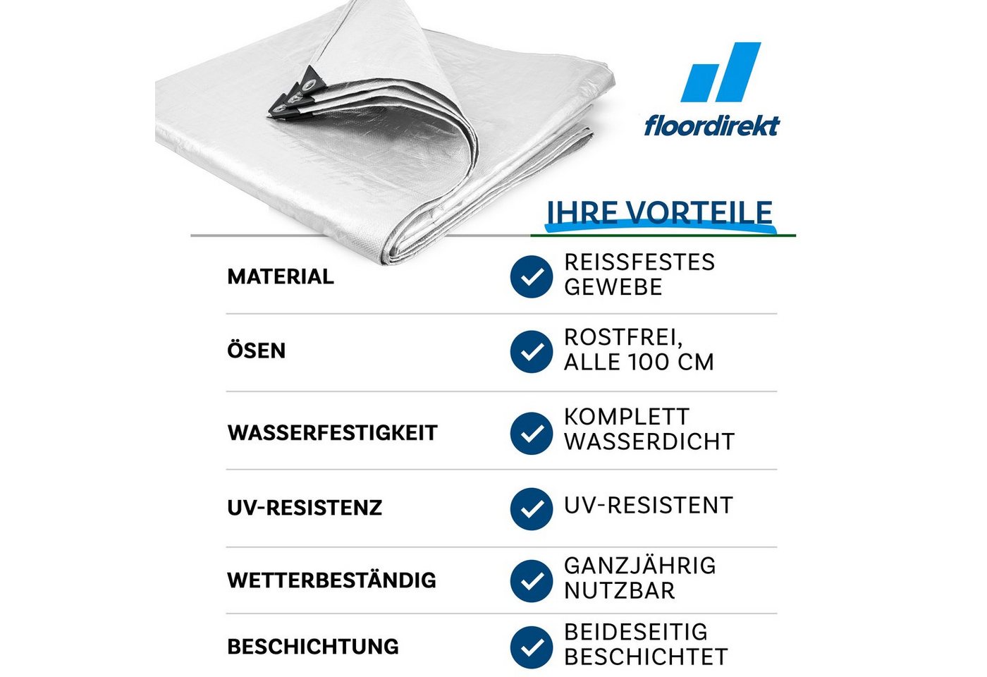 Kubus Schutzplane Abdeckplane 140 g/m², Schutzhülle, Wetterfest, verschiedene Größen, Reißfest & Wasserdicht – Bild 4 von 5