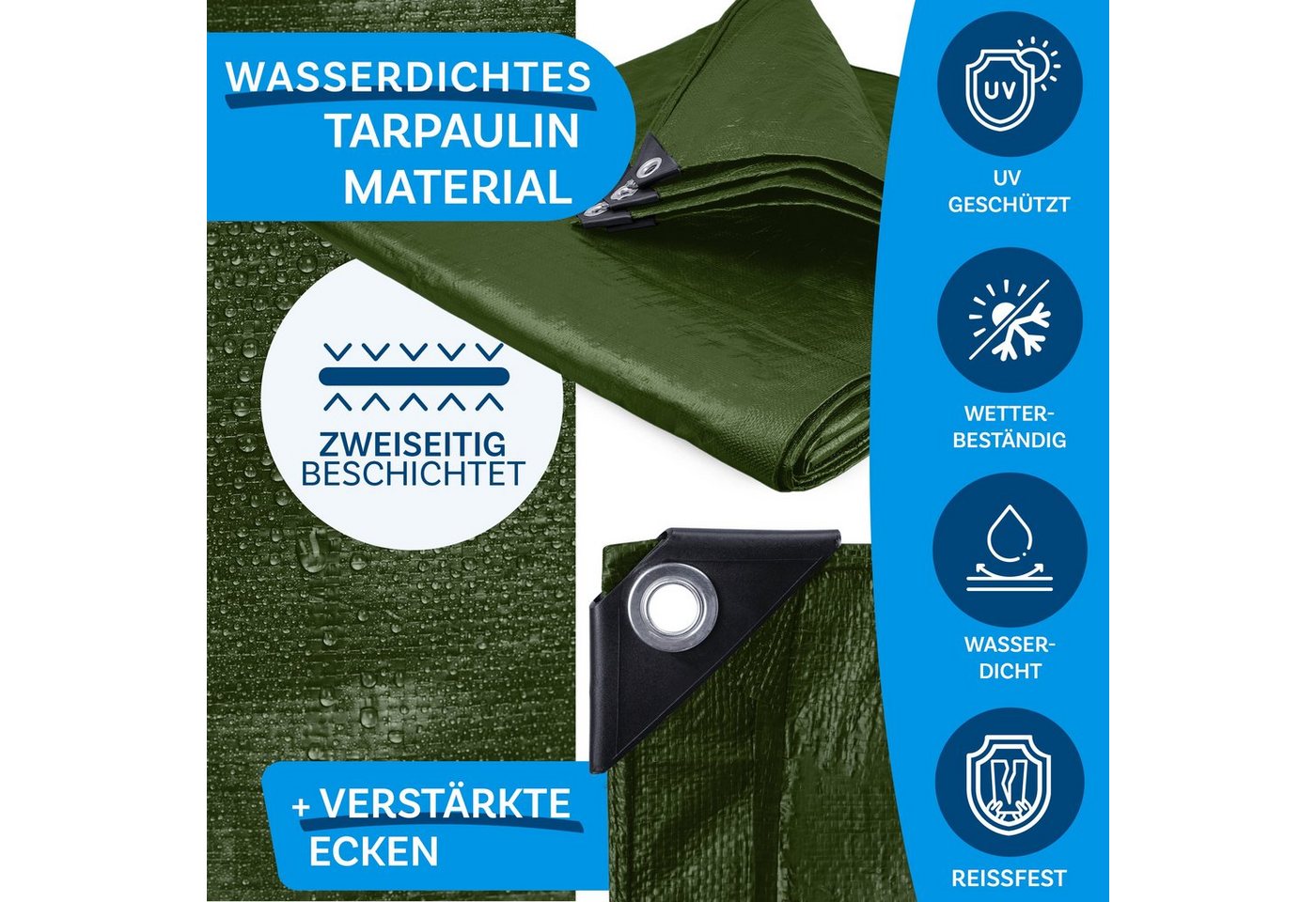 Kubus Schutzplane Abdeckplane 240 g/m², verschiedene Farben, verschiedene Größen, Reißfest & Wasserdicht – Bild 3 von 5