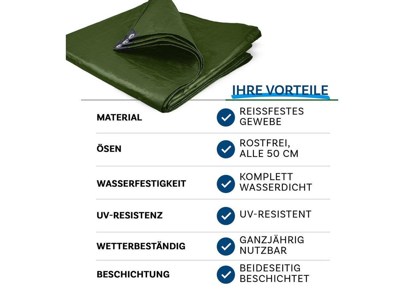 Kubus Schutzplane Abdeckplane 240 g/m², verschiedene Farben, verschiedene Größen, Reißfest & Wasserdicht – Bild 4 von 5