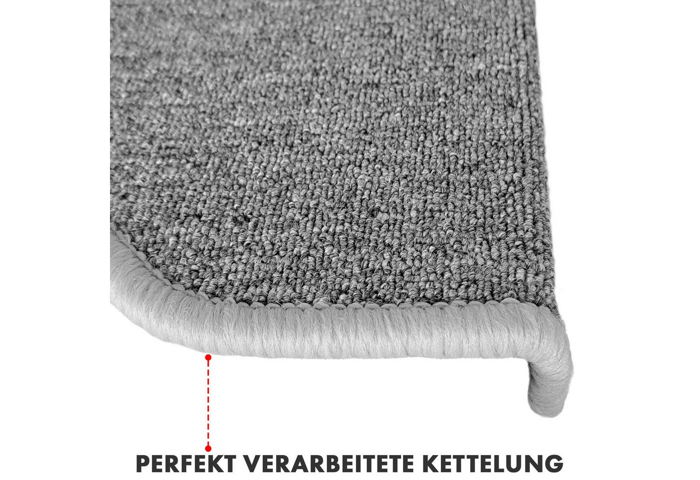 Kubus Stufenmatte Metroline, Rutschfest & pflegeleicht, Integrierte Befestigung mit Klebeband & Winkel – Bild 5 von 5