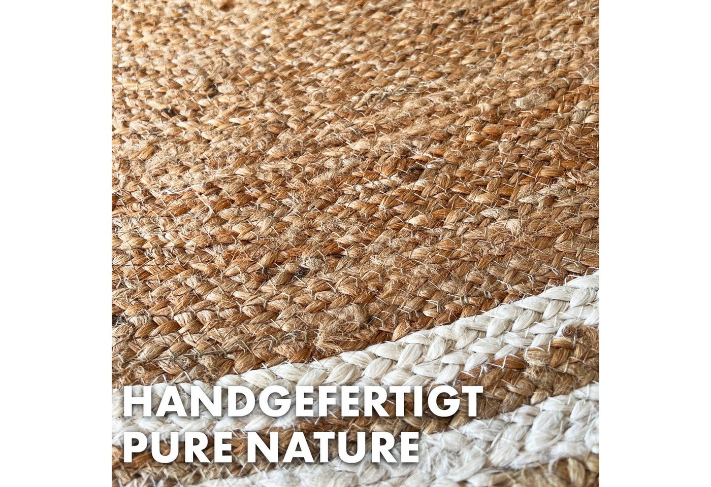 Kubus Teppich Juteteppich Rund, Handgewebter Naturteppich, In verschiedenen Ausführungen – Bild 2 von 5