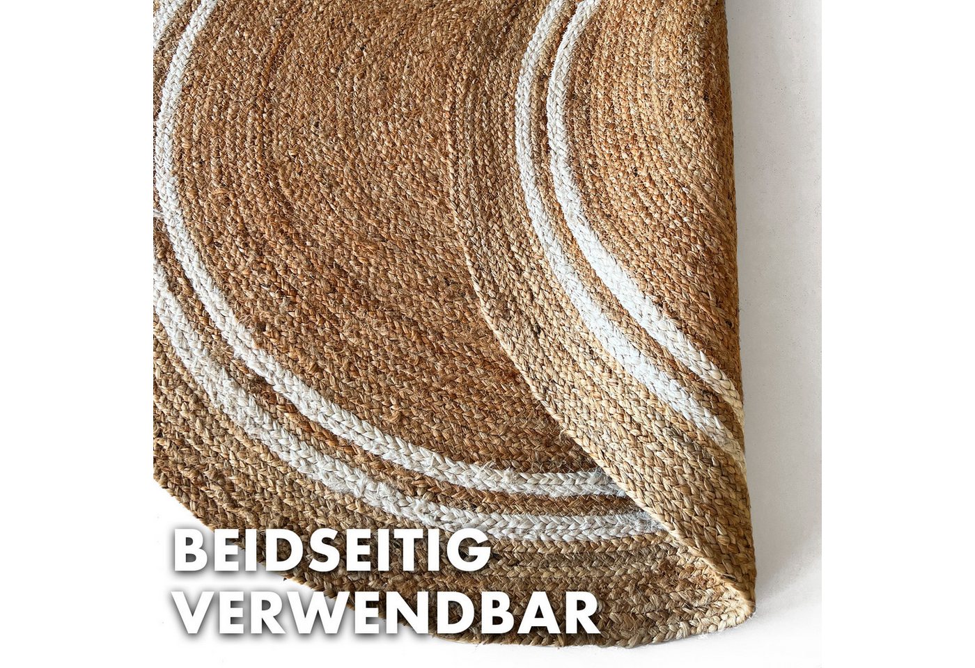 Kubus Teppich Juteteppich Rund, Handgewebter Naturteppich, In verschiedenen Ausführungen – Bild 5 von 5