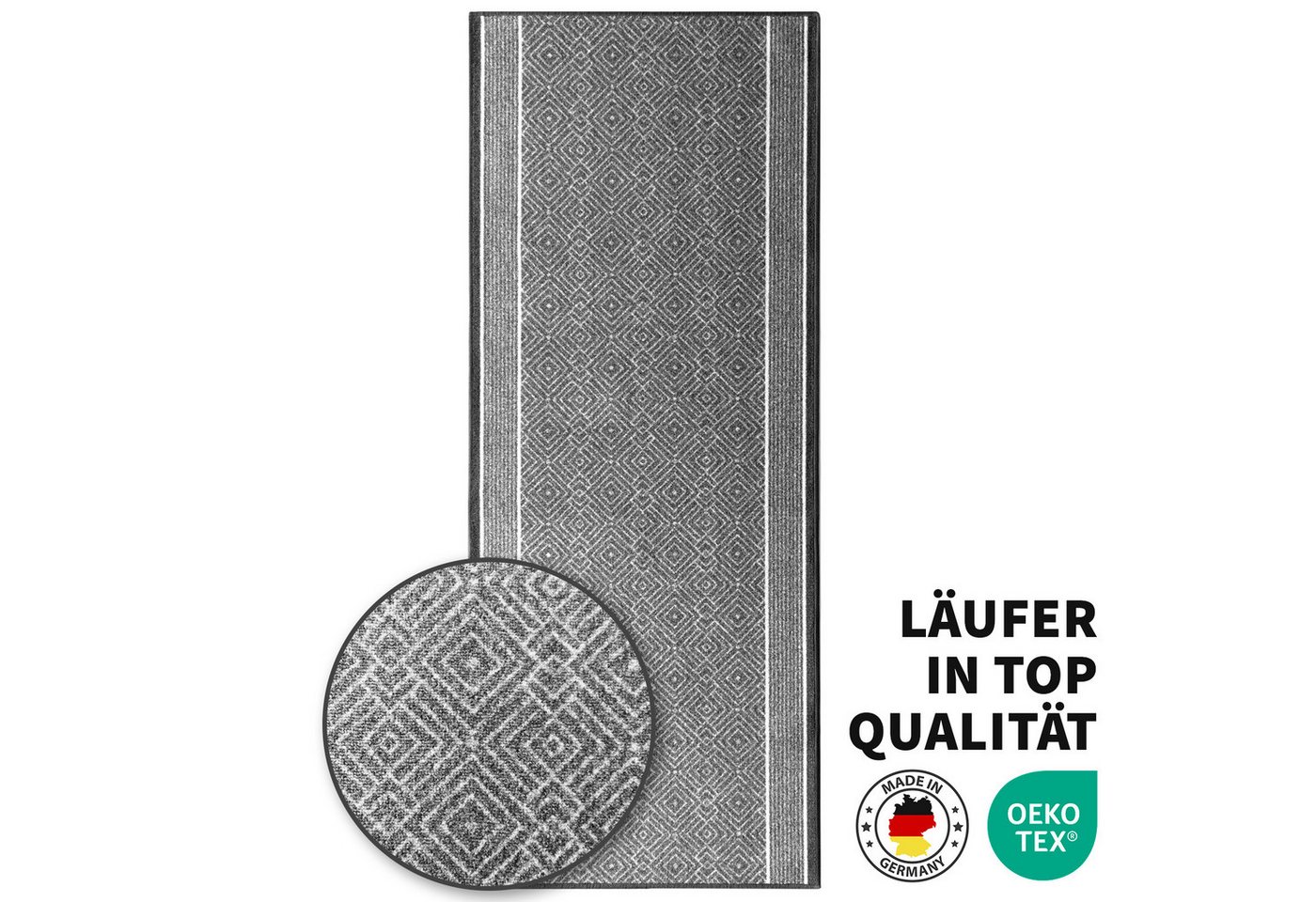Kubus Teppich Läufer Raute, Hochwertiger Wohnteppich, In Vier Farben – Bild 2 von 5