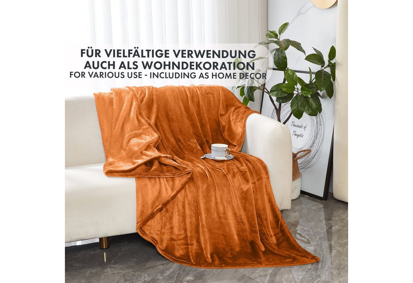 Wohndecke Charme, aus flauschigem Flanell, verschiedene Größen und Farben, Kubus – Bild 4 von 5