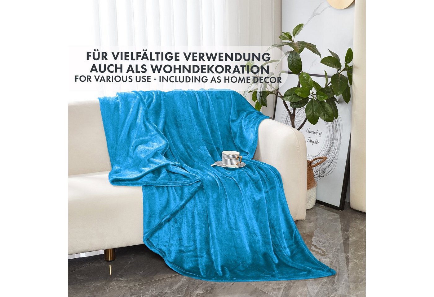 Wohndecke Charme, aus flauschigem Flanell, verschiedene Größen und Farben, Kubus – Bild 4 von 5