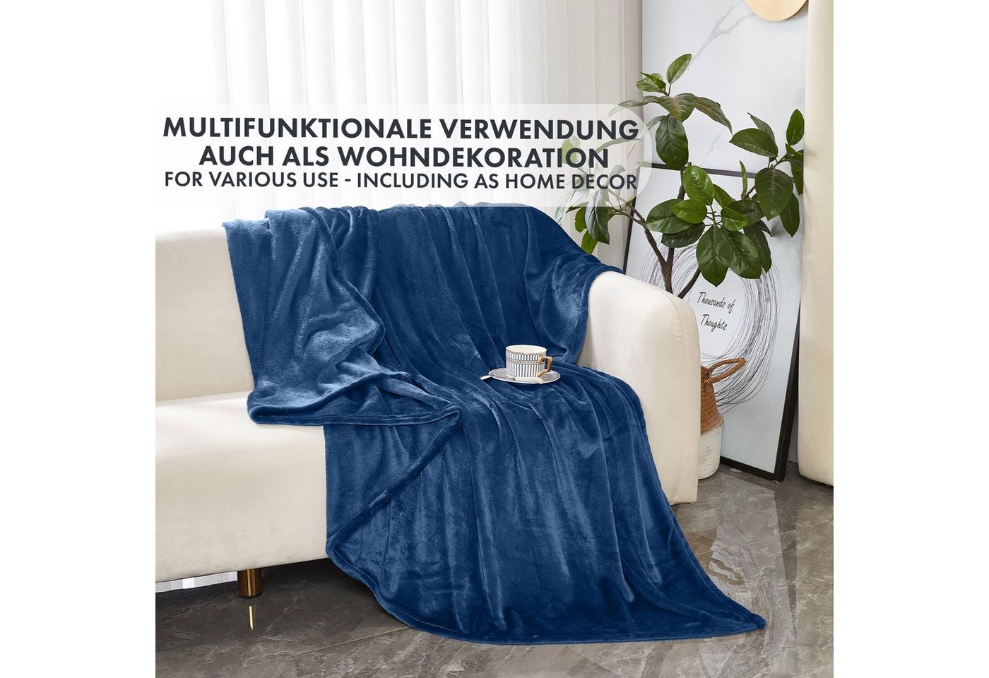 Wohndecke Charme, aus flauschigem Flanell, verschiedene Größen und Farben, Kubus – Bild 4 von 5