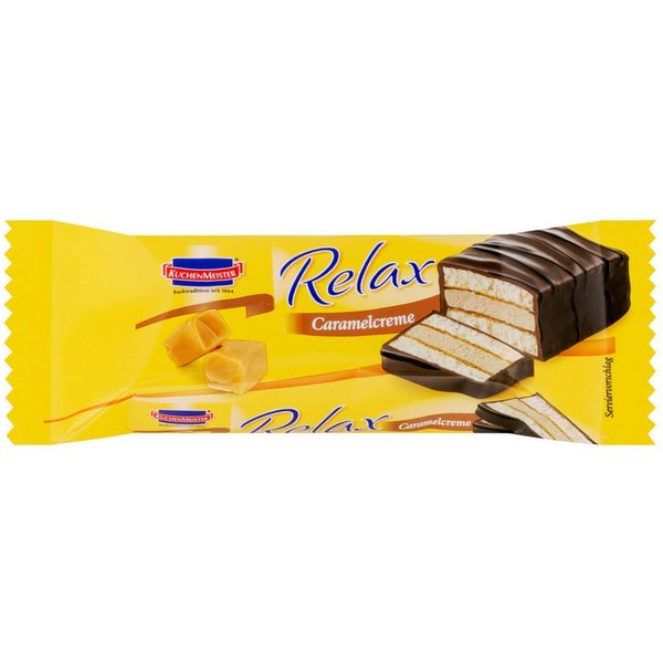 KuchenMeister Kuchen, KuchenMeister Relax Caramel Kuchenriegel mit Vollmilchschokolade 32g