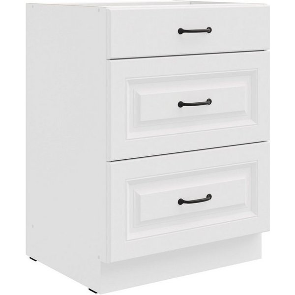 Küchen-Preisbombe Auszugsunterschrank 60 cm Küche Stilo Weiß Vollauszug Soft-Close Küchenzeile Einbauküche