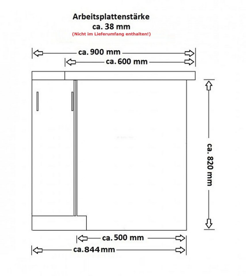 Küchen-Preisbombe Eckunterschrank 90x90 cm Küche Stilo Weiß Küchenzeile Küchenblock Einbauküche Landhaus – Bild 3 von 4