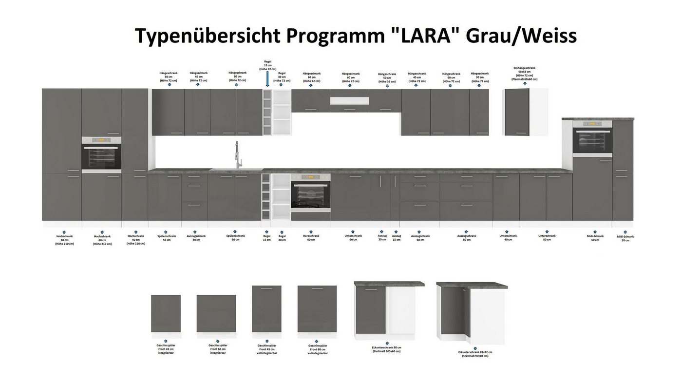 Küchen-Preisbombe Frontblende Frontblende Geschirrspüler vollintegriert 60 Küche Lara Grau Hochglanz (71.3, 1 St), 59,6 cm – Bild 2 von 2
