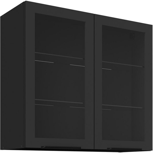 Küchen-Preisbombe Glashängeschrank 80 Küche SIENA Schwarz Küchenzeile Küchenblock Einbauküche