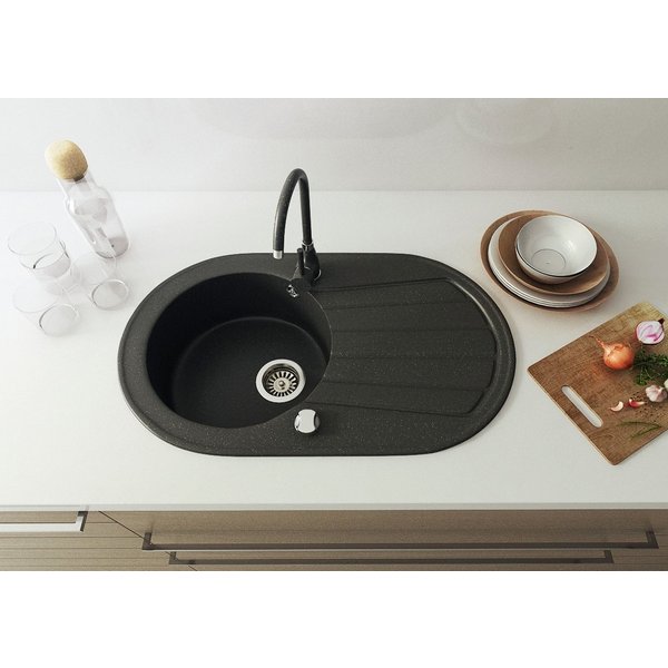 Küchen-Preisbombe Granitspüle Cleo Spüle Einbauspüle Küchenspüle Spülbecken 78x46,5 schwarz