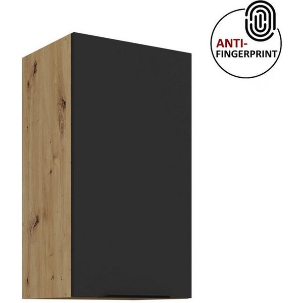 Küchen-Preisbombe Hängeschrank 40 cm Küche ARIA Schwarz Küchenzeile Küchenblock Anti Fingerprint