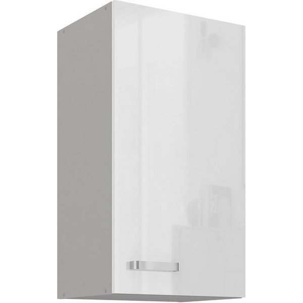 Küchen-Preisbombe Hängeschrank 40 cm Küche Bianca Weiß Hochglanz + Grau Küchenzeile Küchenblock